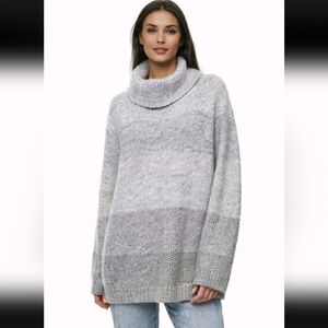 Calvin Klein Women’s Pullover Oversize Sweater Cowl Neck Grey Colorblock Size XL